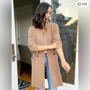 The Reset R Label Classic Tan Long Line Cardigan Trench Coat
